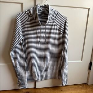 GAP Gray and White Striped Cowl Neck running top
